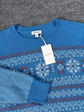 Nordstrom Sweater Matching Family Moments Fair Isle Snowflake Blue Womens 2X